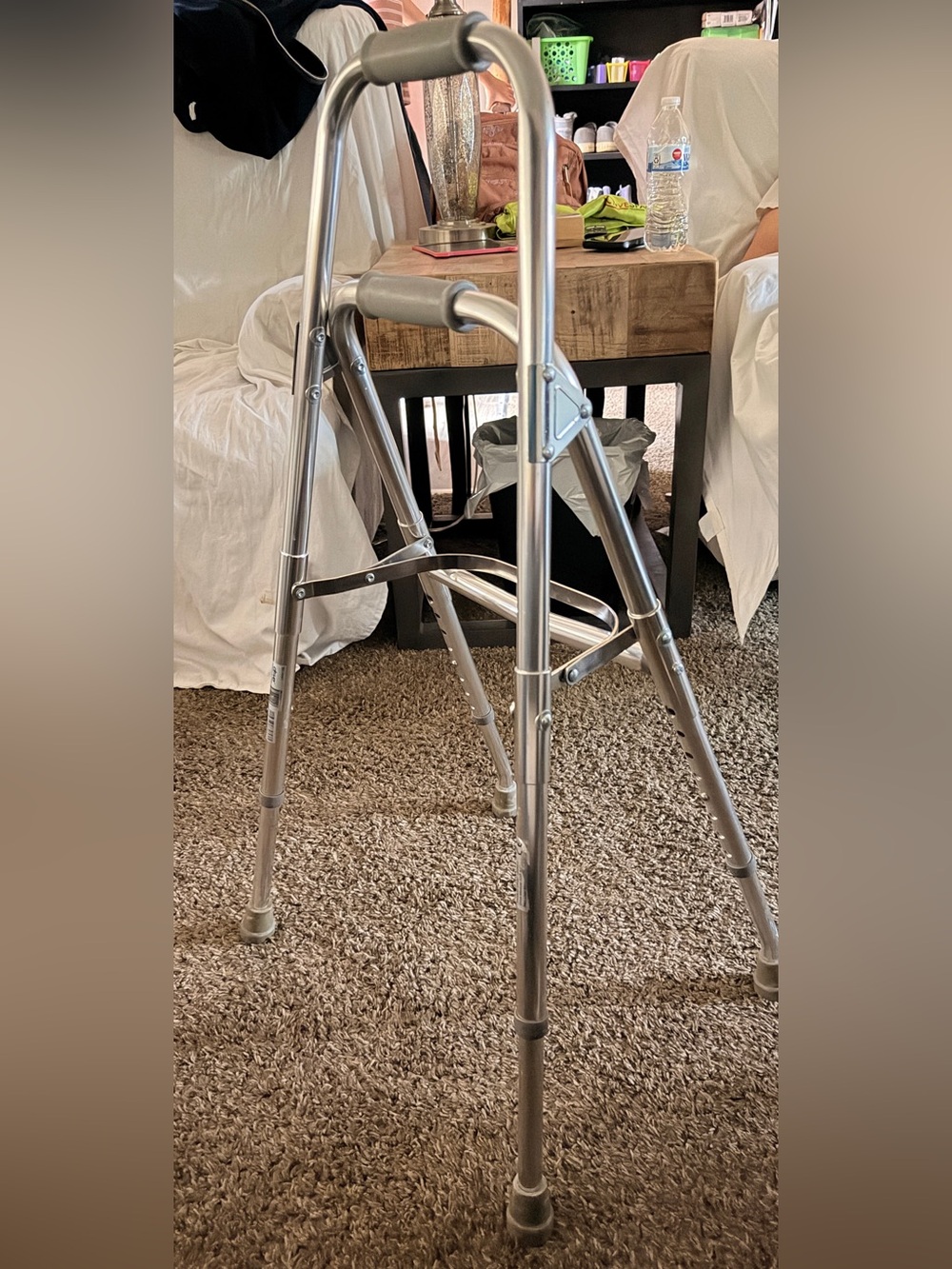 DMI Adjustable Folding Hemi-Walker Provides Support, Aluminum, Silver, 30"-35